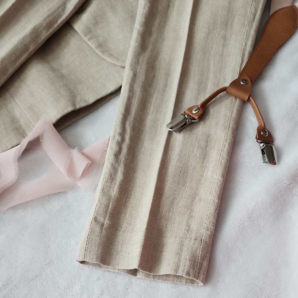 Appaman Boys Linen Blend Suit Size 6 + Blush Suspenders | Wedding, Easter - Picture 10 of 15